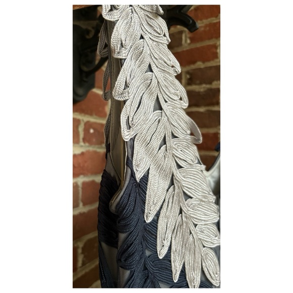 NWOT BHLDN JS Collections Soutache Leaf Embroidered Gown In Navy and Grey Size 4 - Picture 13 of 15